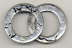 Murano Glass Fused Silver & Black Circle - Links Black Silver